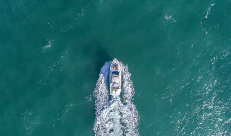 South Beach Miami Aerial View of a boat